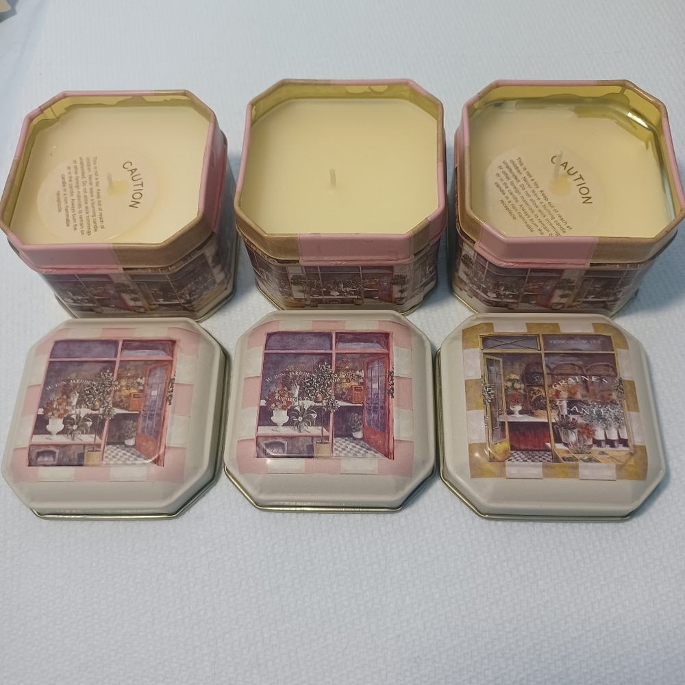 French Cream Scented Candle Set  Fabrice De Villeneuve New Vintage Set of 3